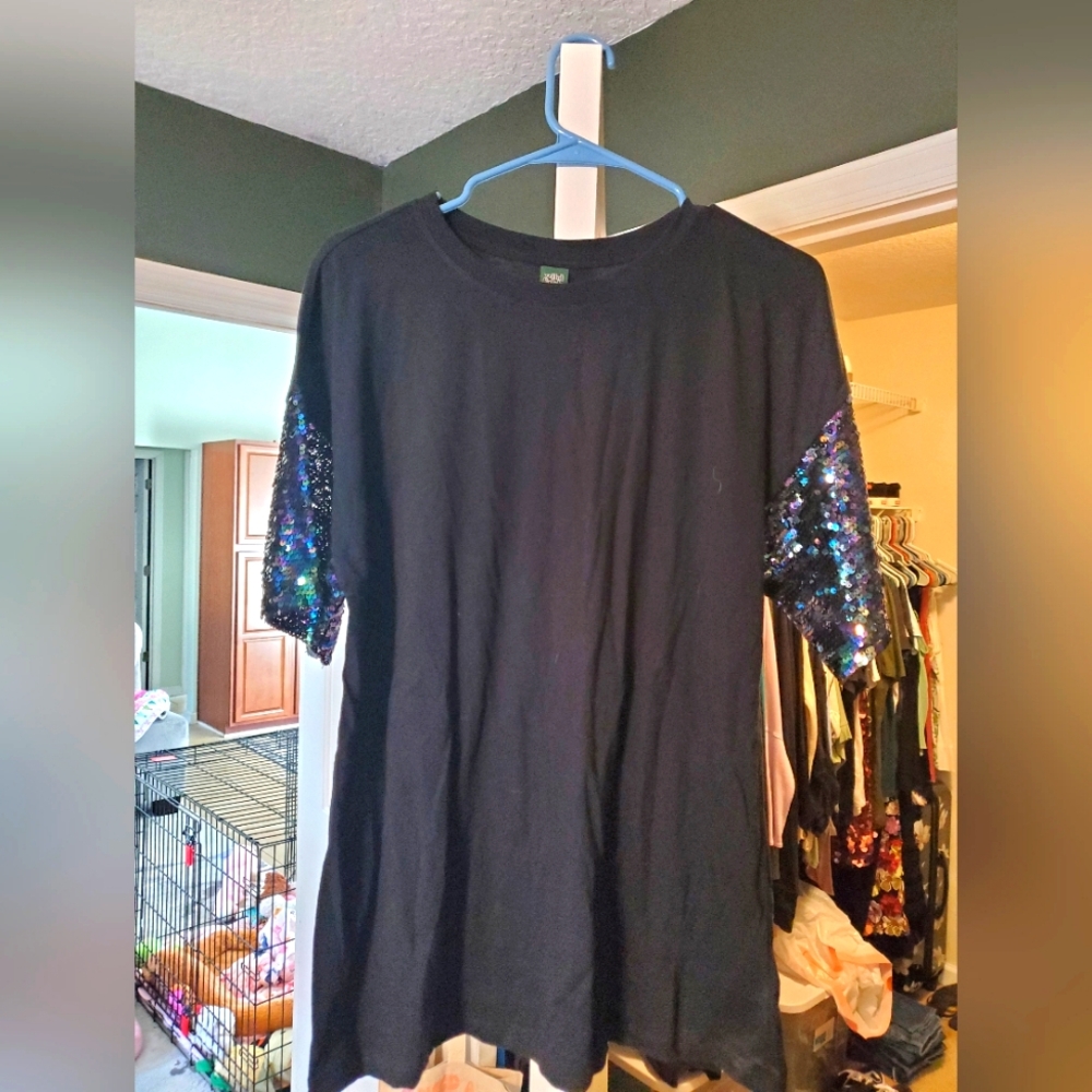 Wild Fable Sequin Sleeve T-Shirt